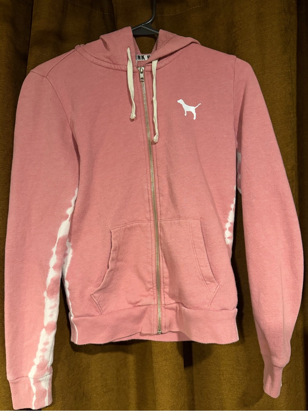 Victoria's Secret PINK Dusty Pink Hooded Zip Sweater with White Trim